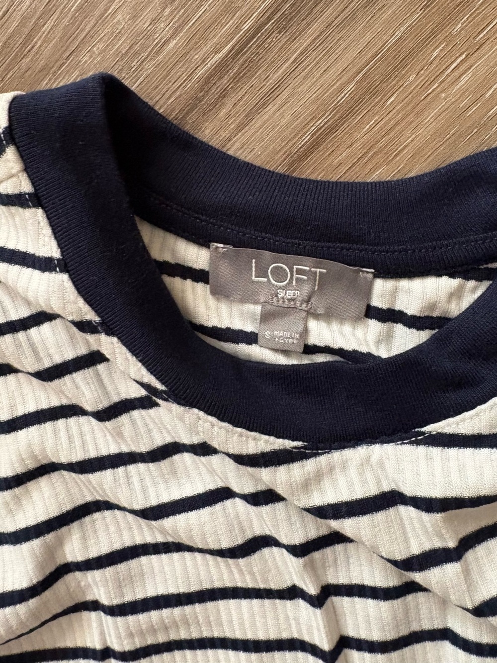 LOFT Navy & White Ribbed Striped Tee - Picture 3 of 3